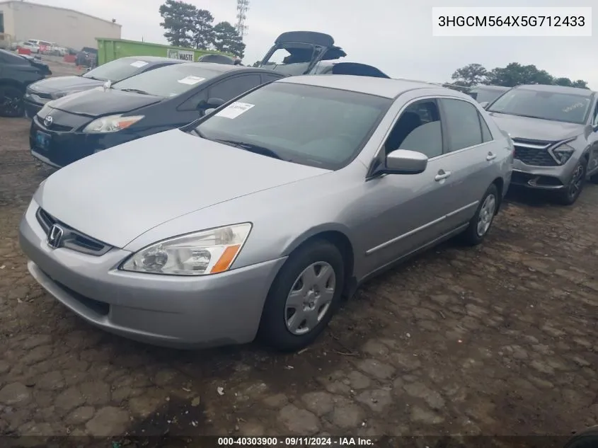 2005 Honda Accord 2.4 Lx VIN: 3HGCM564X5G712433 Lot: 40303900