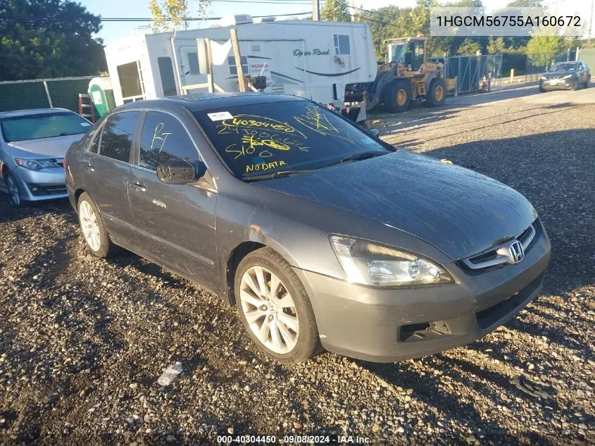 2005 Honda Accord 2.4 Ex VIN: 1HGCM56755A160672 Lot: 40304450