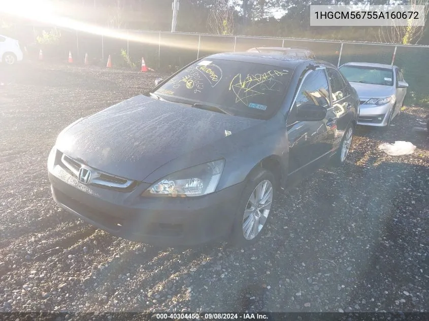 2005 Honda Accord 2.4 Ex VIN: 1HGCM56755A160672 Lot: 40304450