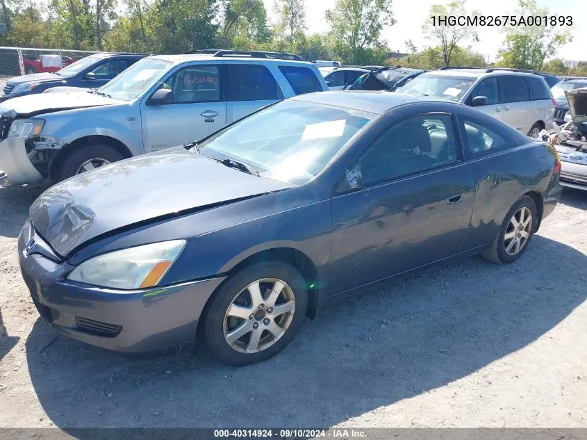 2005 Honda Accord 3.0 Ex VIN: 1HGCM82675A001893 Lot: 40314924