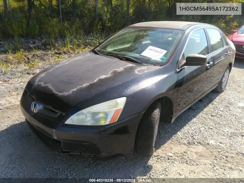 2005 Honda Accord 2.4 Lx VIN: 1HGCM56495A172362 Lot: 40318235