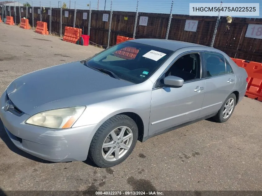 2005 Honda Accord Lx VIN: 1HGCM56475A022525 Lot: 40322375