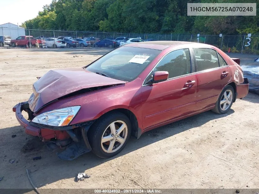 2005 Honda Accord 2.4 Ex VIN: 1HGCM56725A070248 Lot: 40324932