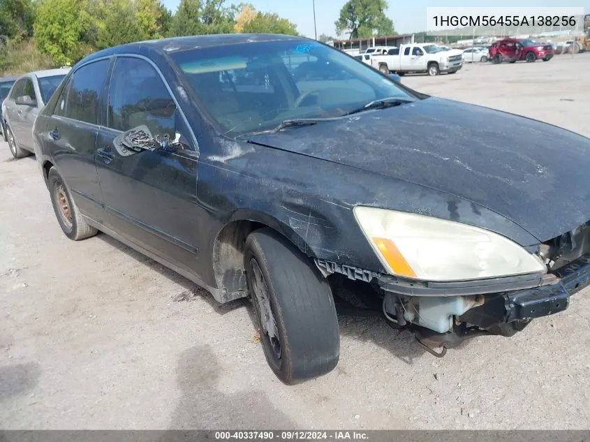 2005 Honda Accord 2.4 Lx VIN: 1HGCM56455A138256 Lot: 40337490