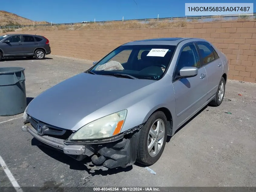 2005 Honda Accord 2.4 Ex VIN: 1HGCM56835A047487 Lot: 40345254