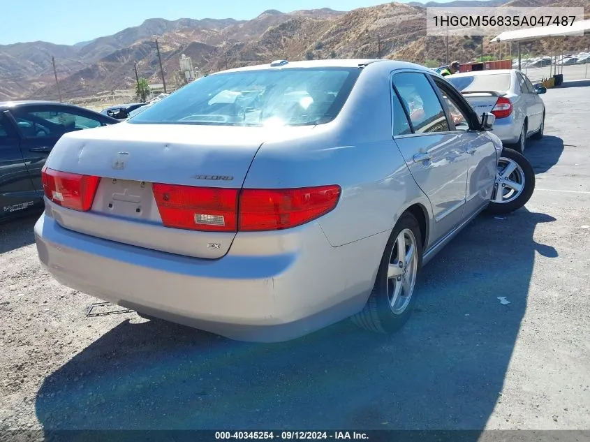 2005 Honda Accord 2.4 Ex VIN: 1HGCM56835A047487 Lot: 40345254