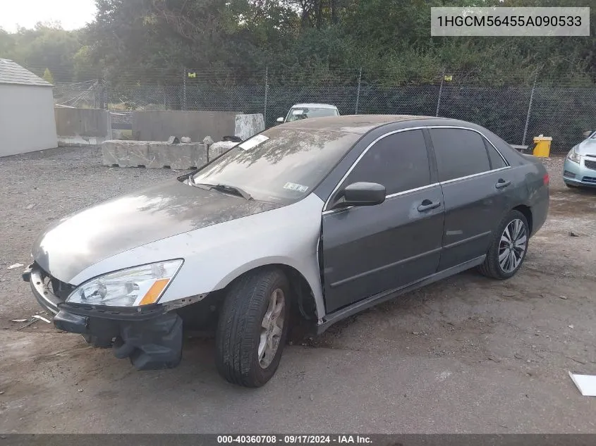 2005 Honda Accord 2.4 Lx VIN: 1HGCM56455A090533 Lot: 40360708