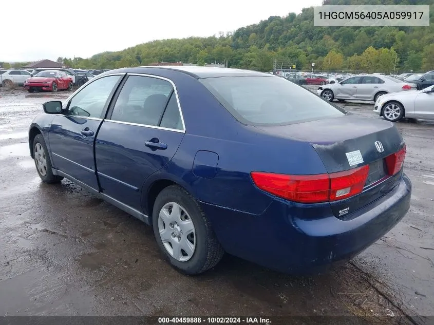 2005 Honda Accord 2.4 Lx VIN: 1HGCM56405A059917 Lot: 40459888