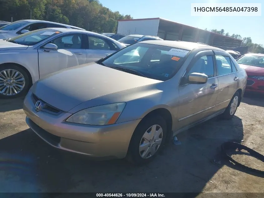 2005 Honda Accord 2.4 Lx VIN: 1HGCM56485A047398 Lot: 40544626