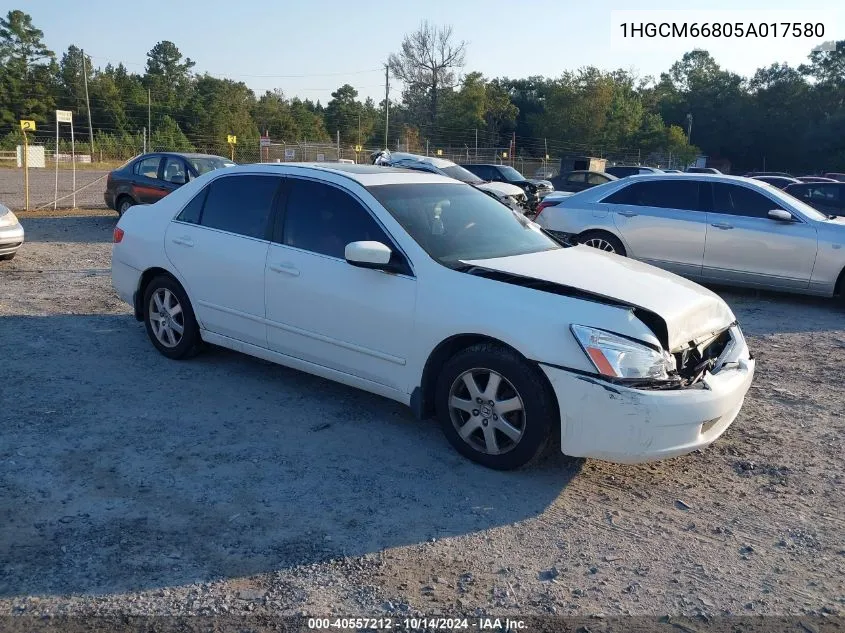 2005 Honda Accord Sdn Ex-L V6 With Navi VIN: 1HGCM66805A017580 Lot: 40557212