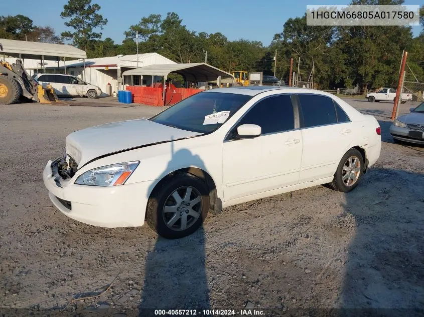 2005 Honda Accord Sdn Ex-L V6 With Navi VIN: 1HGCM66805A017580 Lot: 40557212