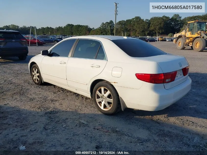 2005 Honda Accord Sdn Ex-L V6 With Navi VIN: 1HGCM66805A017580 Lot: 40557212