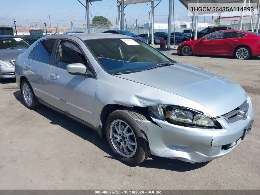 2005 Honda Accord 2.4 Lx VIN: 1HGCM56435A114893 Lot: 40576725