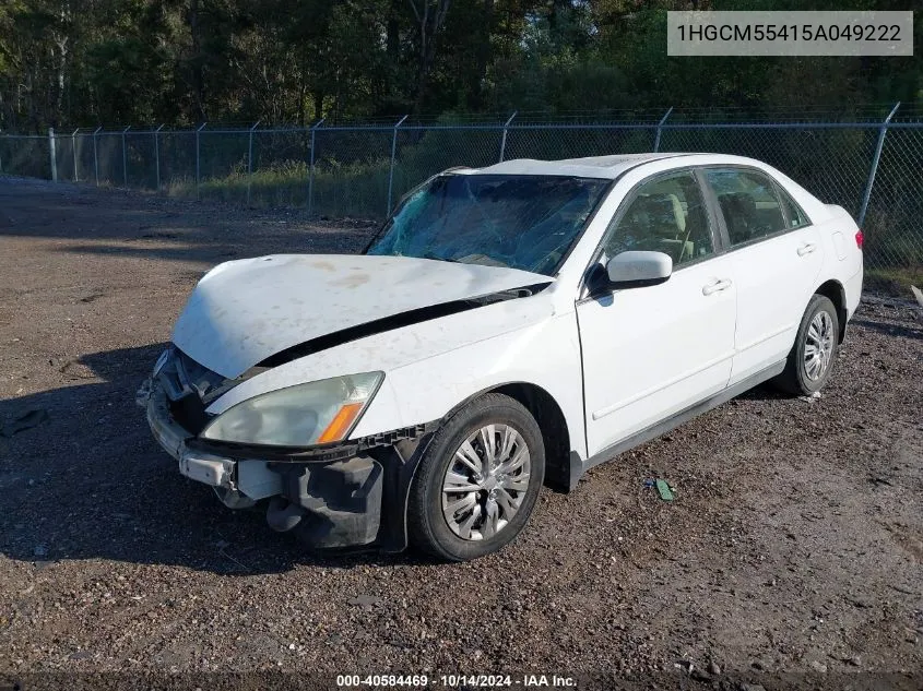 2005 Honda Accord 2.4 Lx VIN: 1HGCM55415A049222 Lot: 40584469