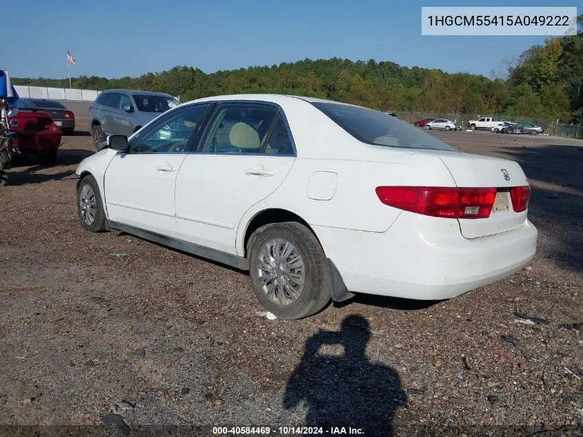 2005 Honda Accord 2.4 Lx VIN: 1HGCM55415A049222 Lot: 40584469