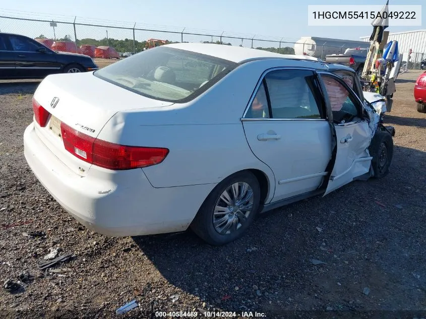 2005 Honda Accord 2.4 Lx VIN: 1HGCM55415A049222 Lot: 40584469