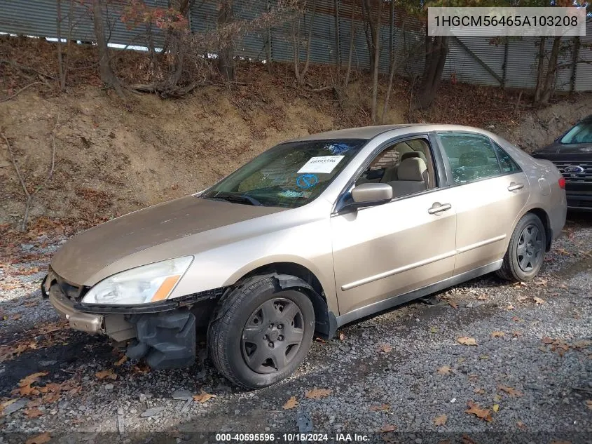 2005 Honda Accord 2.4 Lx VIN: 1HGCM56465A103208 Lot: 40595596