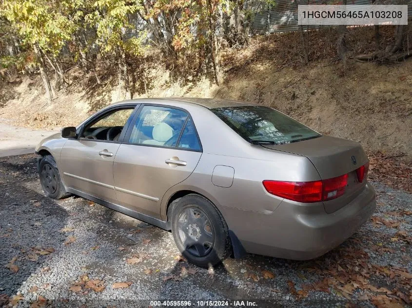 2005 Honda Accord 2.4 Lx VIN: 1HGCM56465A103208 Lot: 40595596