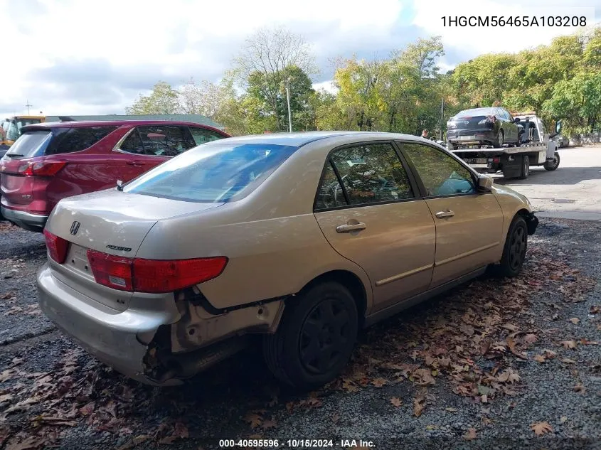 2005 Honda Accord 2.4 Lx VIN: 1HGCM56465A103208 Lot: 40595596