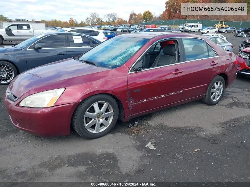 2005 Honda Accord 3.0 Ex VIN: 1HGCM66575A006548 Lot: 40680346