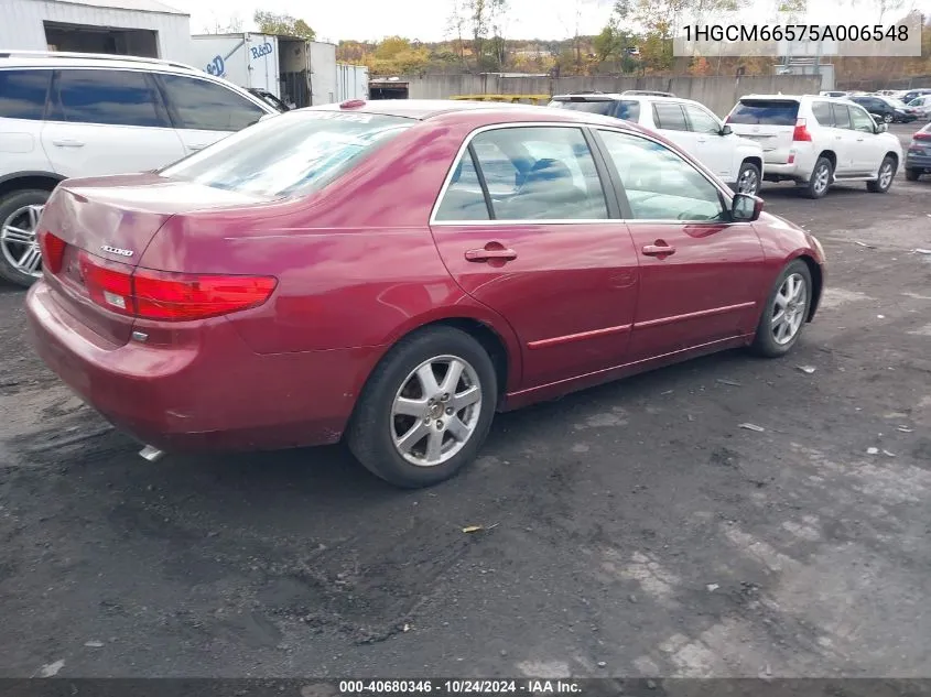 2005 Honda Accord 3.0 Ex VIN: 1HGCM66575A006548 Lot: 40680346