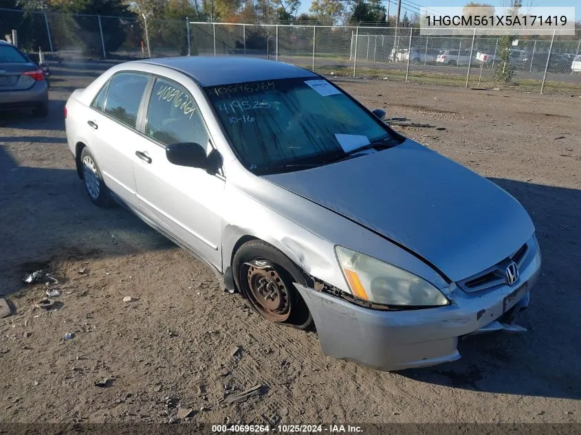 2005 Honda Accord Dx VIN: 1HGCM561X5A171419 Lot: 40696264