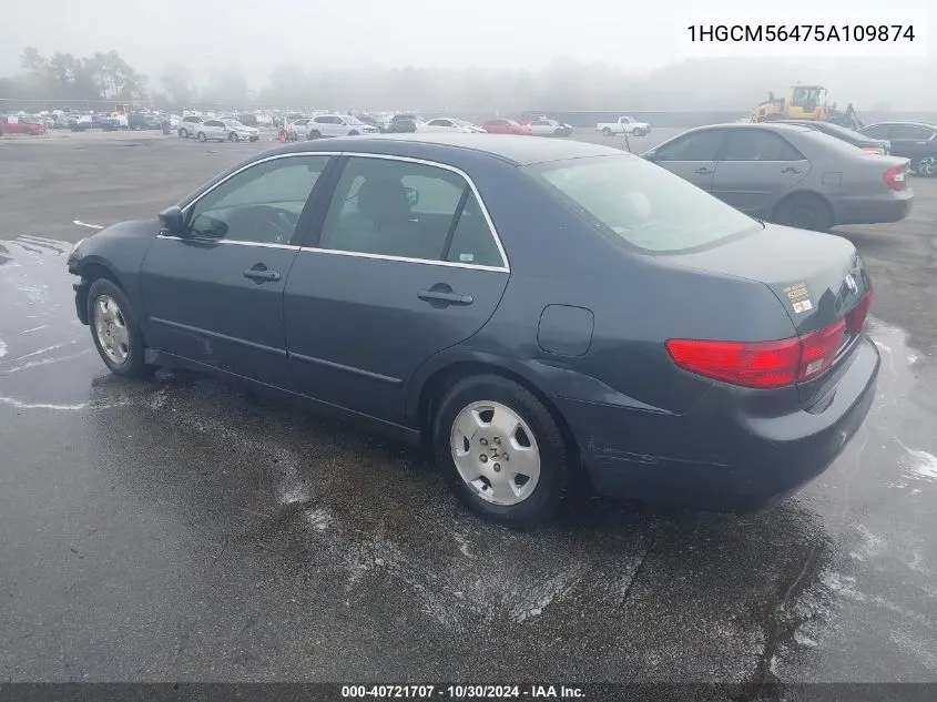 2005 Honda Accord 2.4 Lx VIN: 1HGCM56475A109874 Lot: 40721707