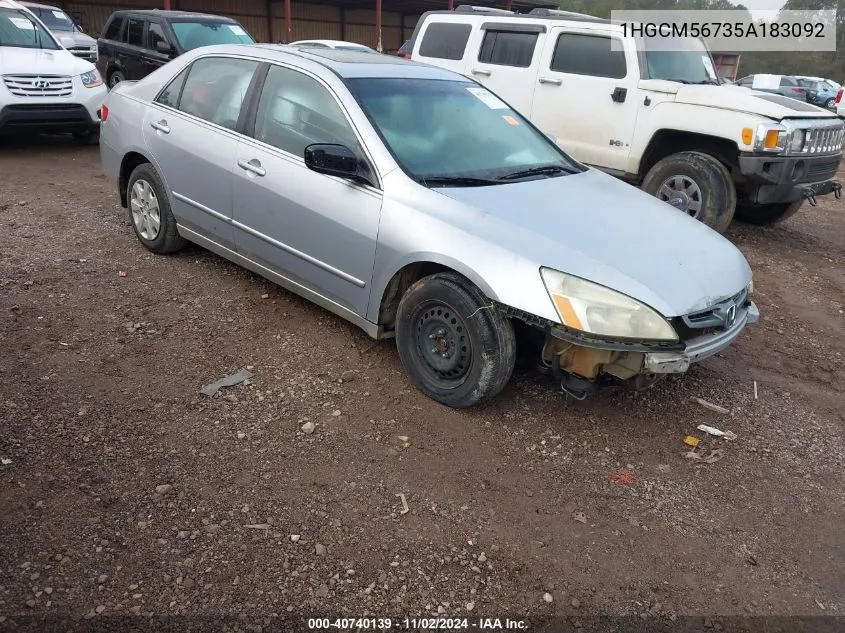 2005 Honda Accord 2.4 Ex VIN: 1HGCM56735A183092 Lot: 40740139