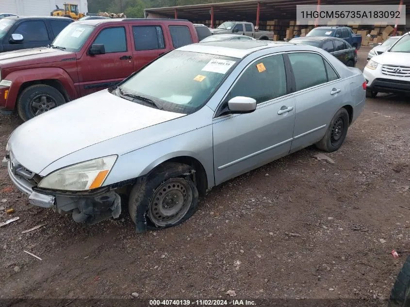 2005 Honda Accord 2.4 Ex VIN: 1HGCM56735A183092 Lot: 40740139