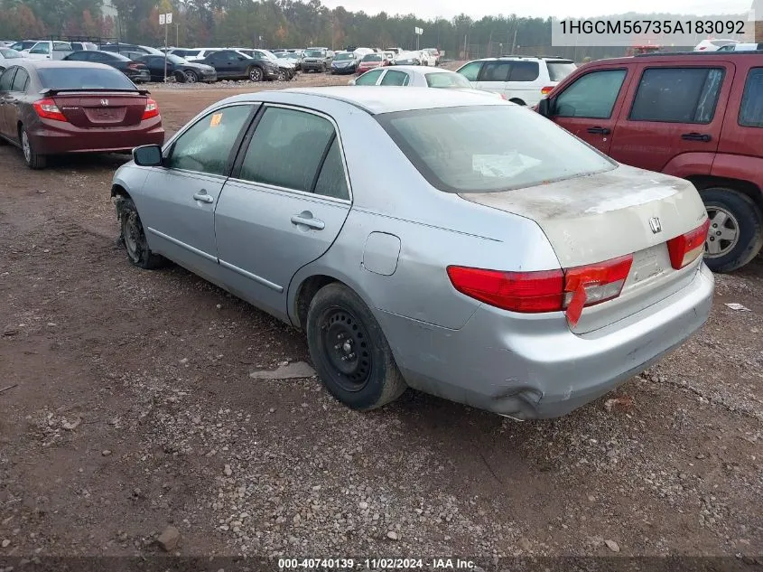 2005 Honda Accord 2.4 Ex VIN: 1HGCM56735A183092 Lot: 40740139