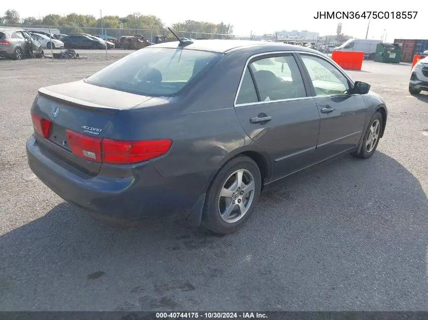 2005 Honda Accord Hybrid Ima VIN: JHMCN36475C018557 Lot: 40744175