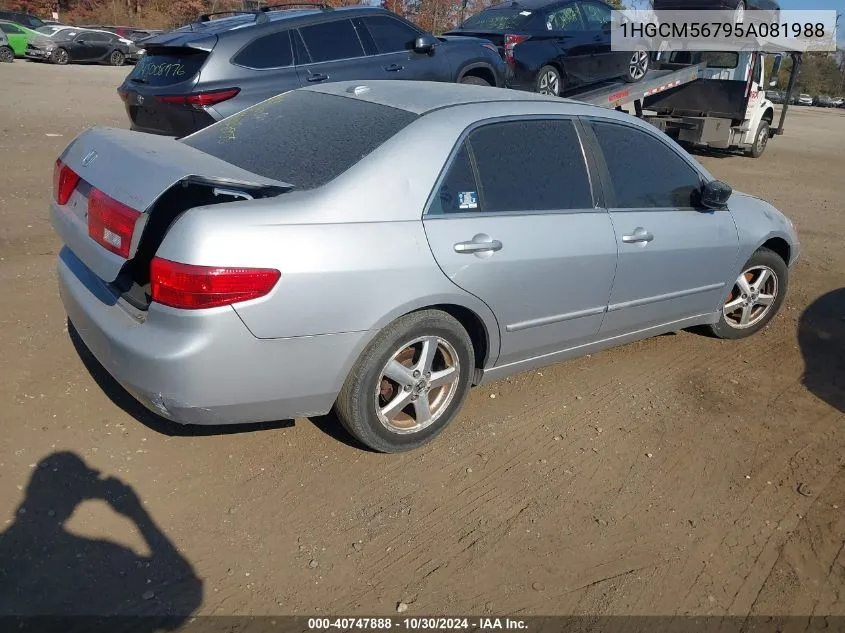 2005 Honda Accord 2.4 Ex VIN: 1HGCM56795A081988 Lot: 40747888