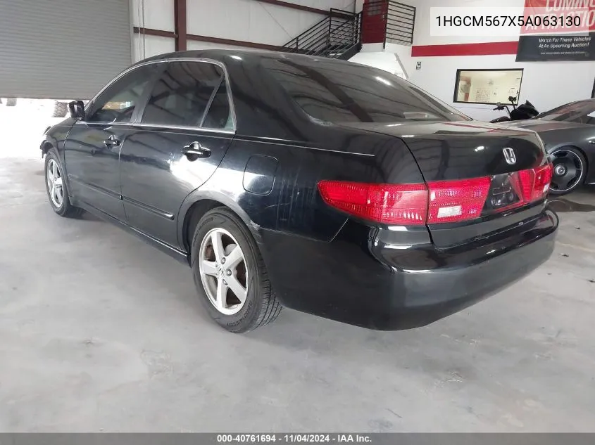 2005 Honda Accord 2.4 Ex VIN: 1HGCM567X5A063130 Lot: 40761694