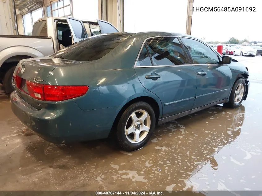 2005 Honda Accord 2.4 Lx VIN: 1HGCM56485A091692 Lot: 40767144