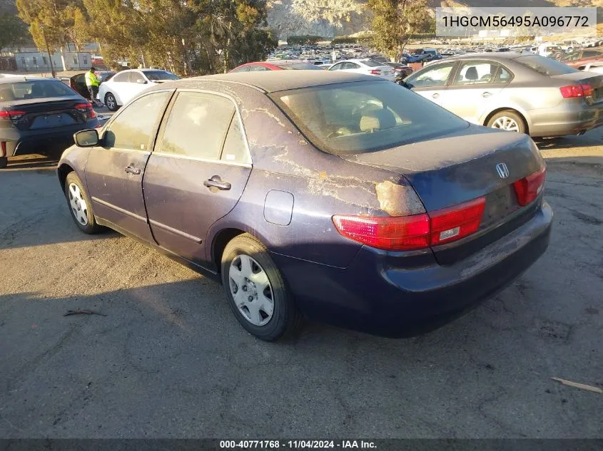 2005 Honda Accord 2.4 Lx VIN: 1HGCM56495A096772 Lot: 40771768