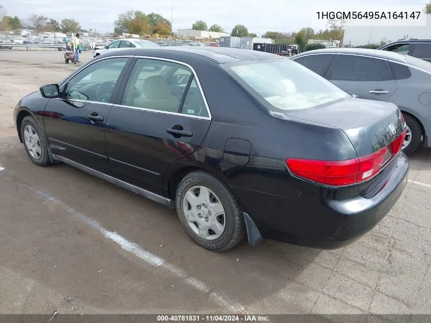 2005 Honda Accord 2.4 Lx VIN: 1HGCM56495A164147 Lot: 40781831