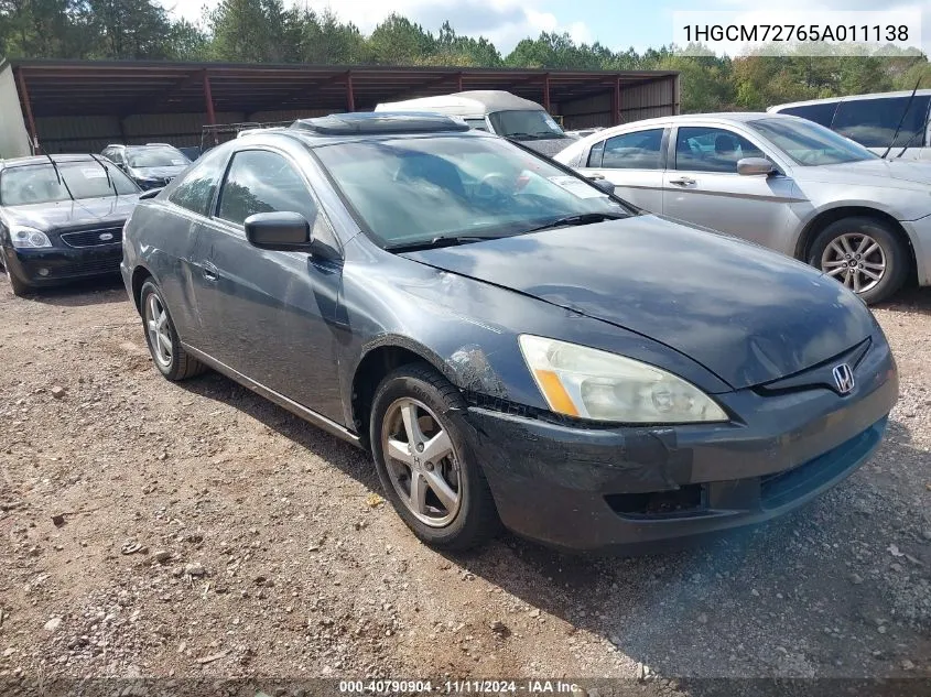 2005 Honda Accord 2.4 Ex VIN: 1HGCM72765A011138 Lot: 40790904