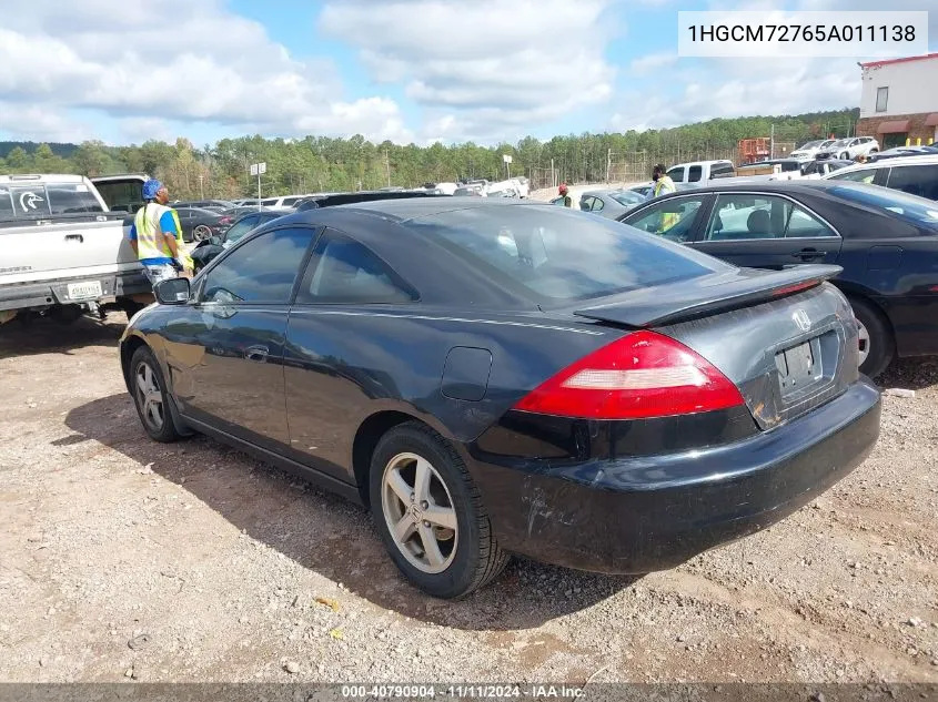 2005 Honda Accord 2.4 Ex VIN: 1HGCM72765A011138 Lot: 40790904