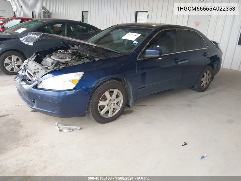 2005 Honda Accord 3.0 Ex VIN: 1HGCM66565A022353 Lot: 40798188