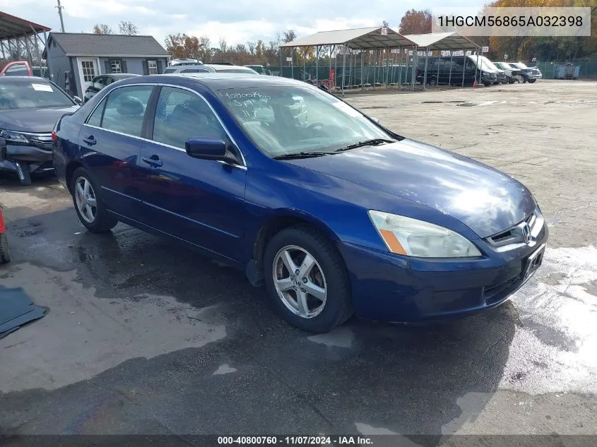 2005 Honda Accord 2.4 Ex VIN: 1HGCM56865A032398 Lot: 40800760