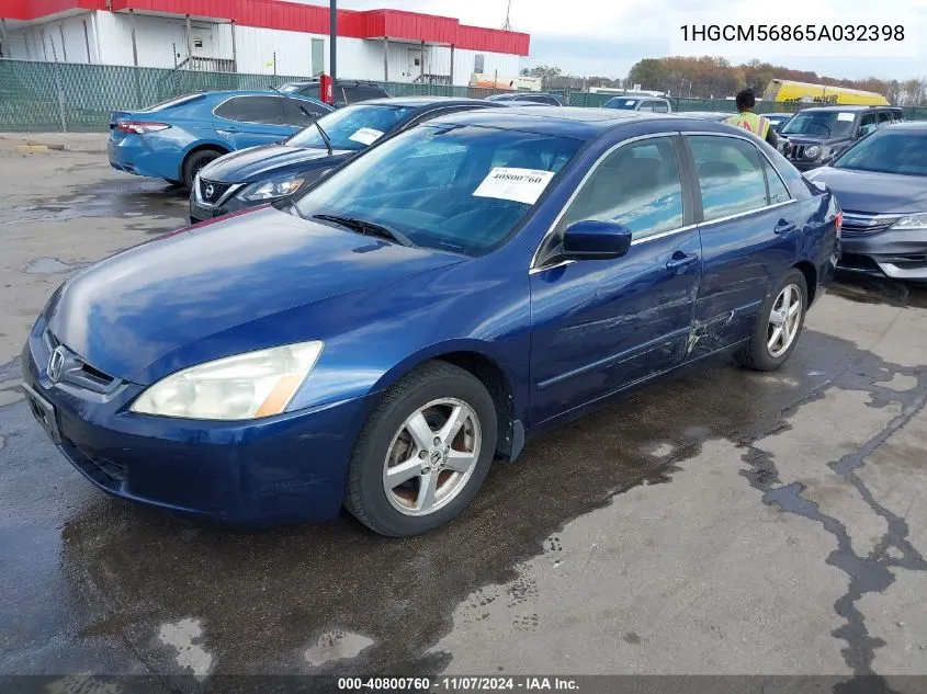 2005 Honda Accord 2.4 Ex VIN: 1HGCM56865A032398 Lot: 40800760