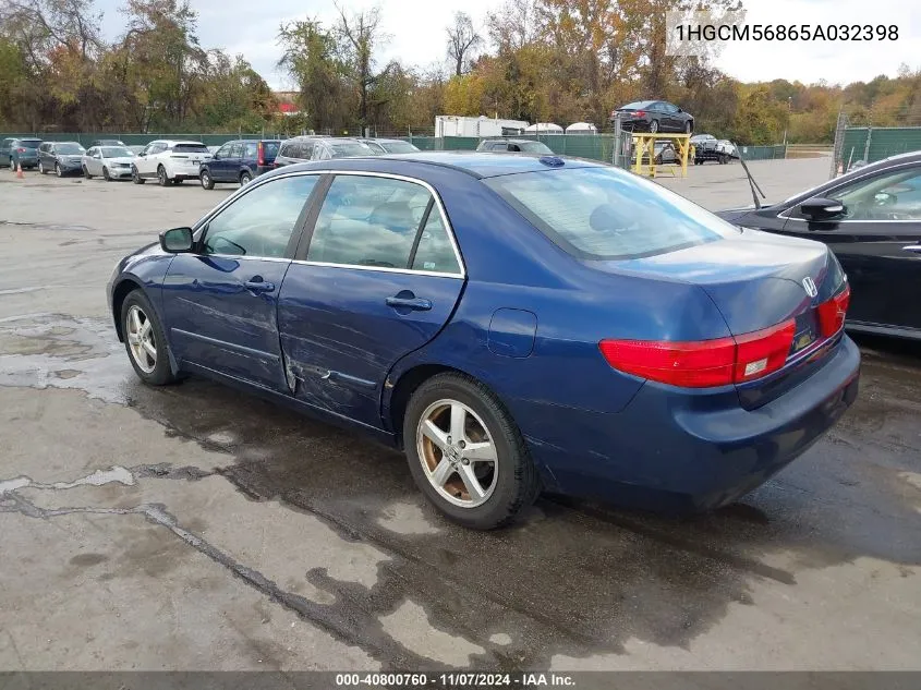 2005 Honda Accord 2.4 Ex VIN: 1HGCM56865A032398 Lot: 40800760