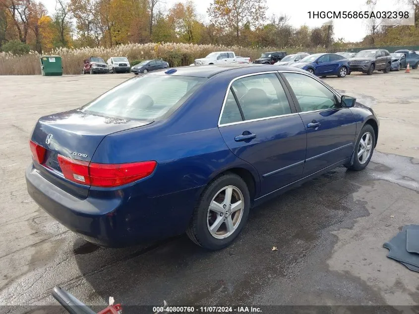 2005 Honda Accord 2.4 Ex VIN: 1HGCM56865A032398 Lot: 40800760