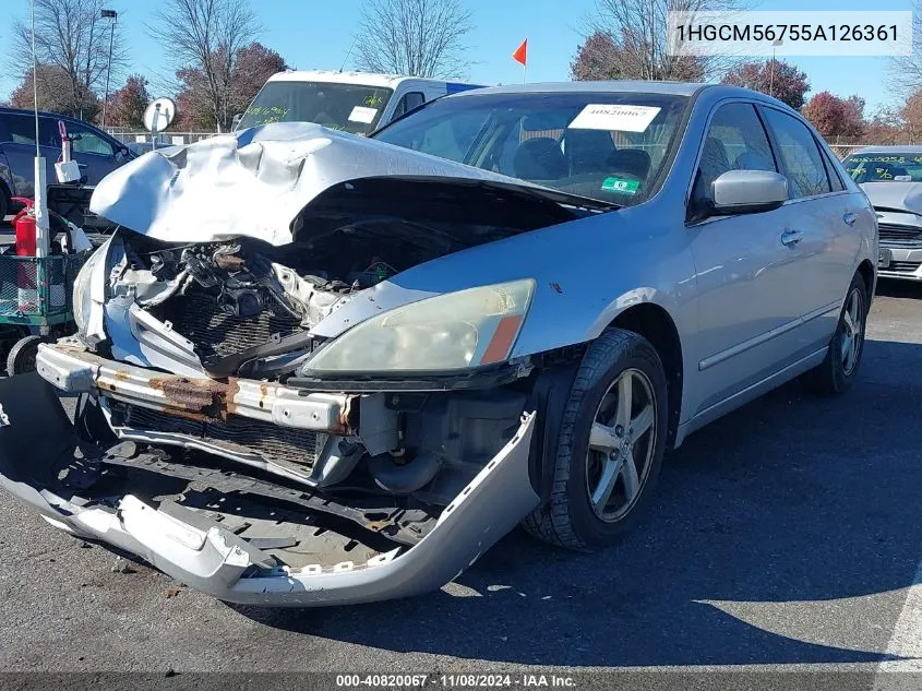 2005 Honda Accord 2.4 Ex VIN: 1HGCM56755A126361 Lot: 40820067