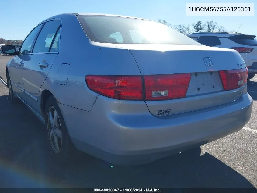 2005 Honda Accord 2.4 Ex VIN: 1HGCM56755A126361 Lot: 40820067