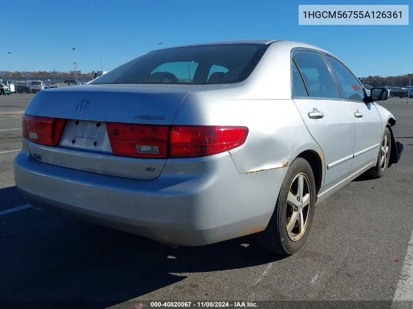 2005 Honda Accord 2.4 Ex VIN: 1HGCM56755A126361 Lot: 40820067