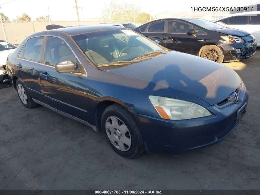 2005 Honda Accord 2.4 Lx VIN: 1HGCM564X5A130914 Lot: 40821703