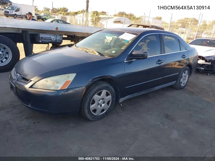 2005 Honda Accord 2.4 Lx VIN: 1HGCM564X5A130914 Lot: 40821703