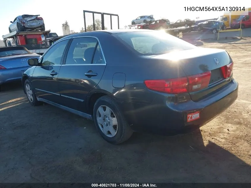 2005 Honda Accord 2.4 Lx VIN: 1HGCM564X5A130914 Lot: 40821703