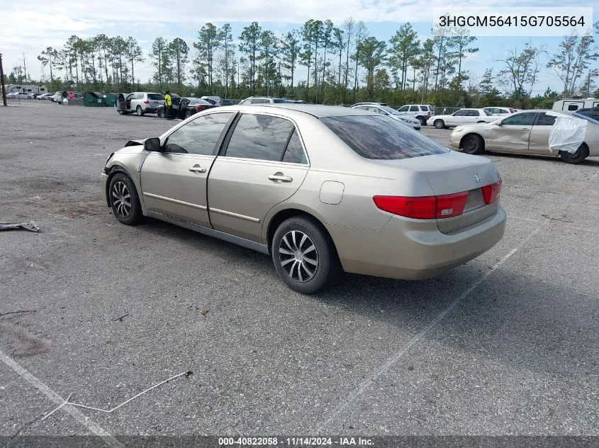 2005 Honda Accord 2.4 Lx VIN: 3HGCM56415G705564 Lot: 40822058